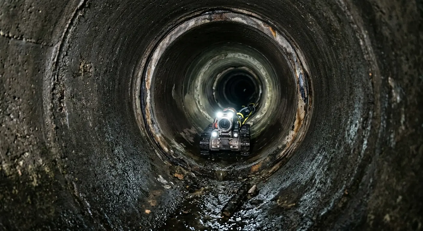 Robotic sewer camera inspecting pipe interior for Sewer Line Cleaning in Springdale